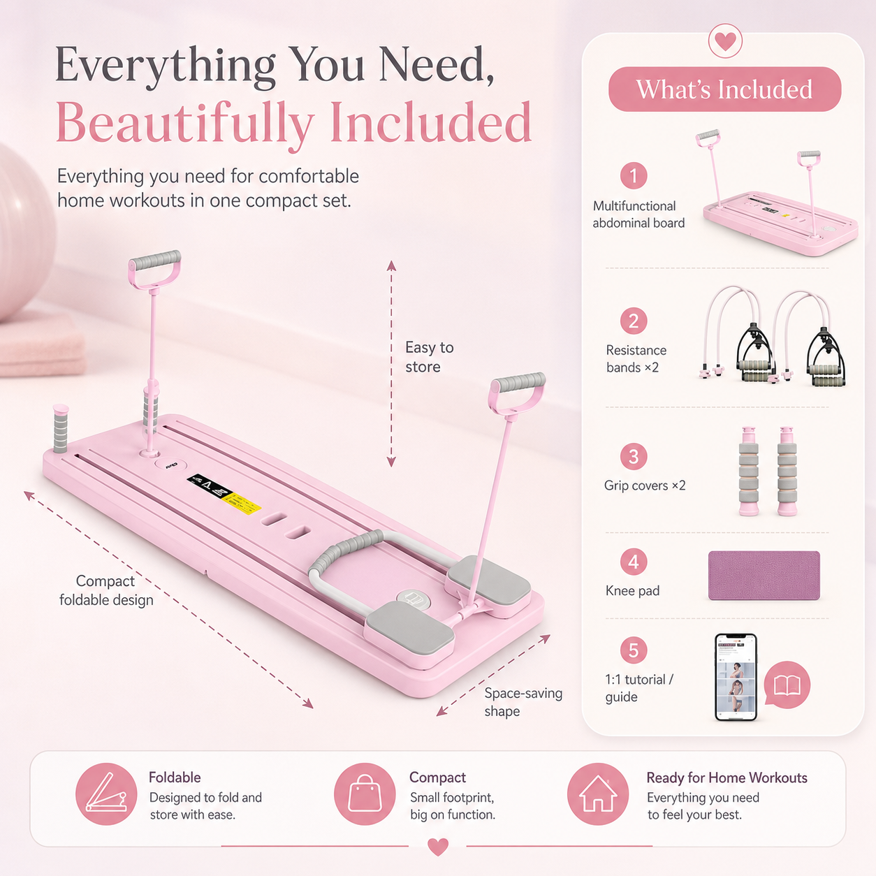 Home Pilates Board Set — Foldable Full-Body Trainer for Women