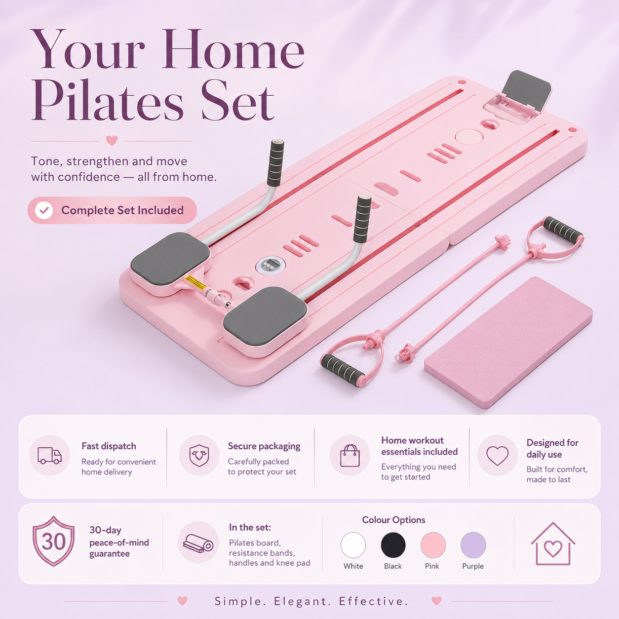 Home Pilates Board Set — Foldable Full-Body Trainer for Women