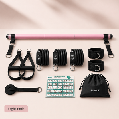 Pilates Bar Kit With 6 Resistance Bands Home Gym Fitness Training Workout Set